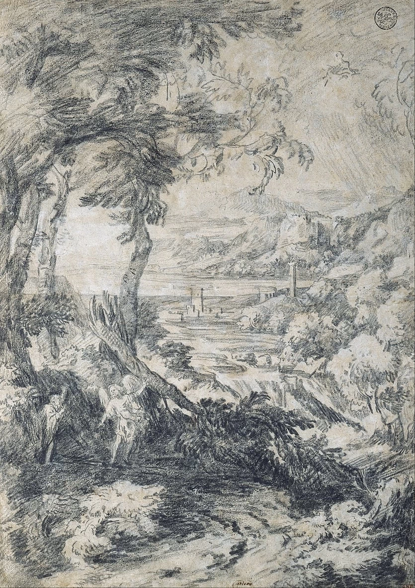 Gaspar Dughet detto Pussino - Paesaggio con Elia e l'angelo sul Monte Horeb